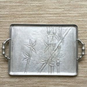 Mid-Century Forged Aluminum Bamboo Tray Vintage 1940s-1950s Everlast